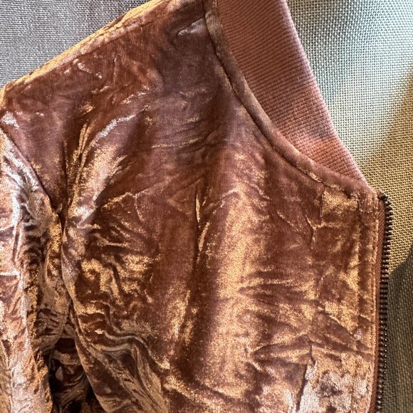 Crushed Velvet Pinkish Purple Bomber Jacket - Picture 6 of 12